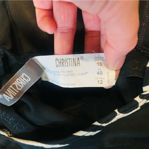 Christina One Piece Wrap Skirt Swimsuit Black & White Safari Animal Print 10 - Picture 11 of 12